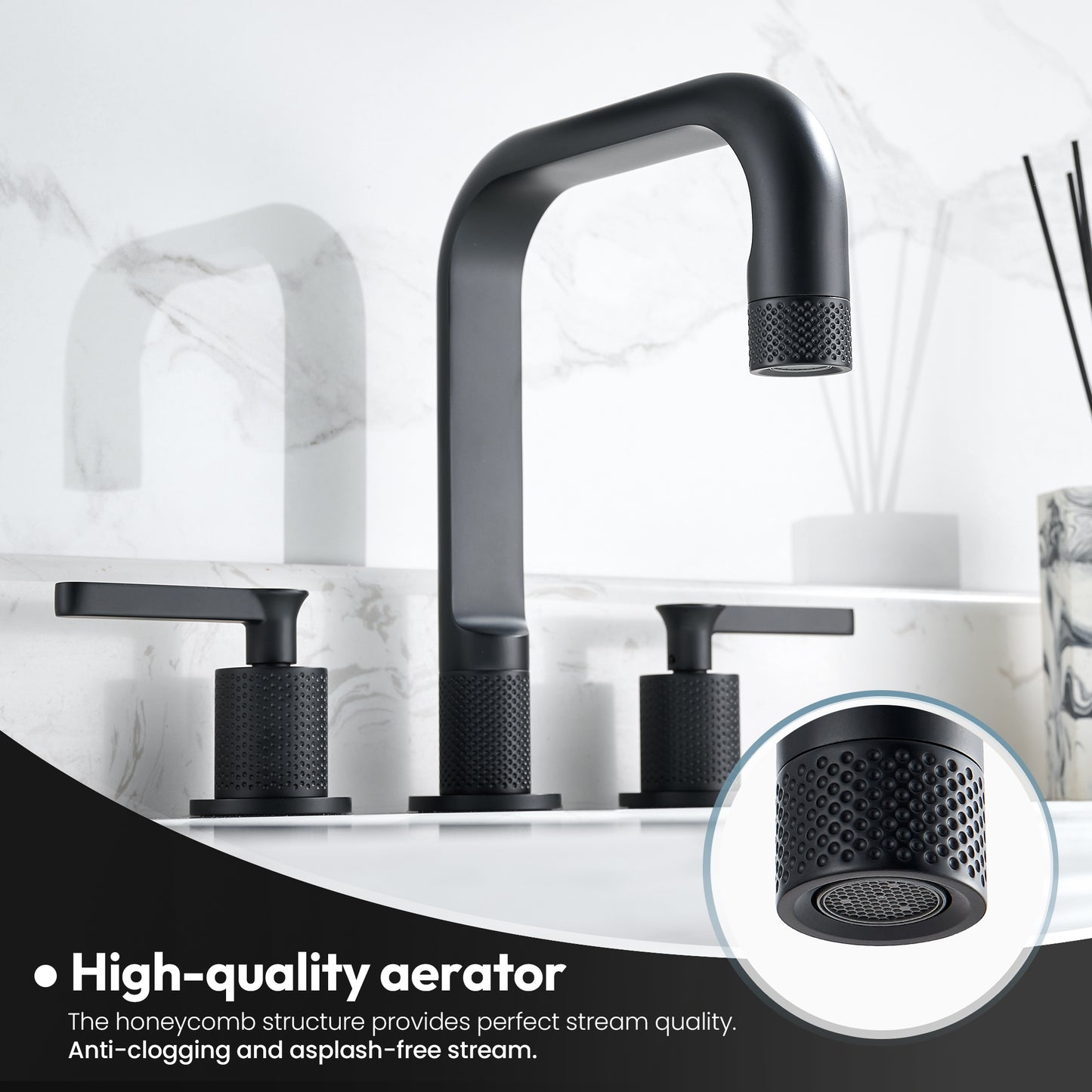 Vinnova New York Widespread Matte Black Faucet
