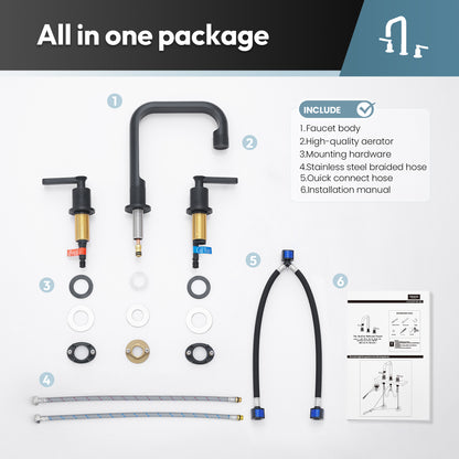 Vinnova New York Widespread Matte Black Faucet