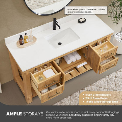 Paris 60" Free-standing Single Bath Vanity in Acacia Classic Grey