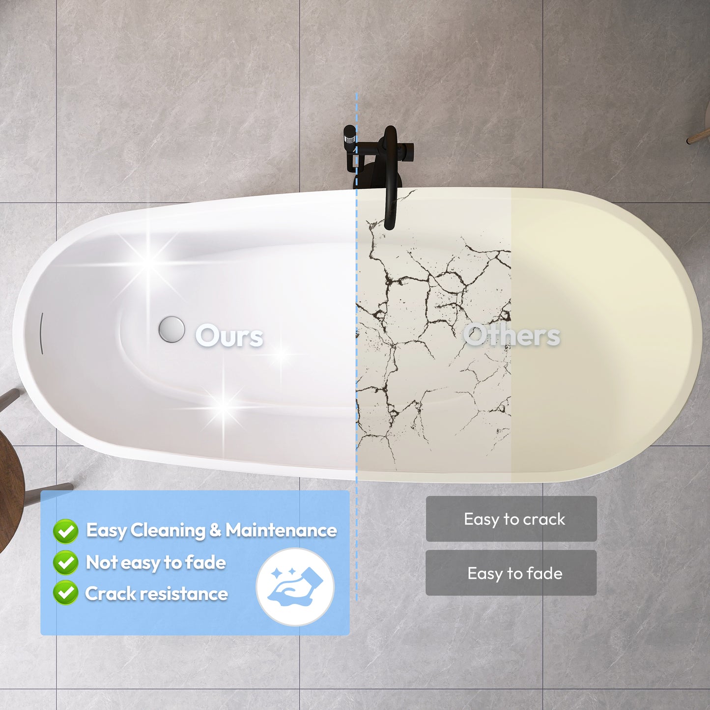 Vinnova Lahore 59.1" x 29.1" Soaking Bathtub