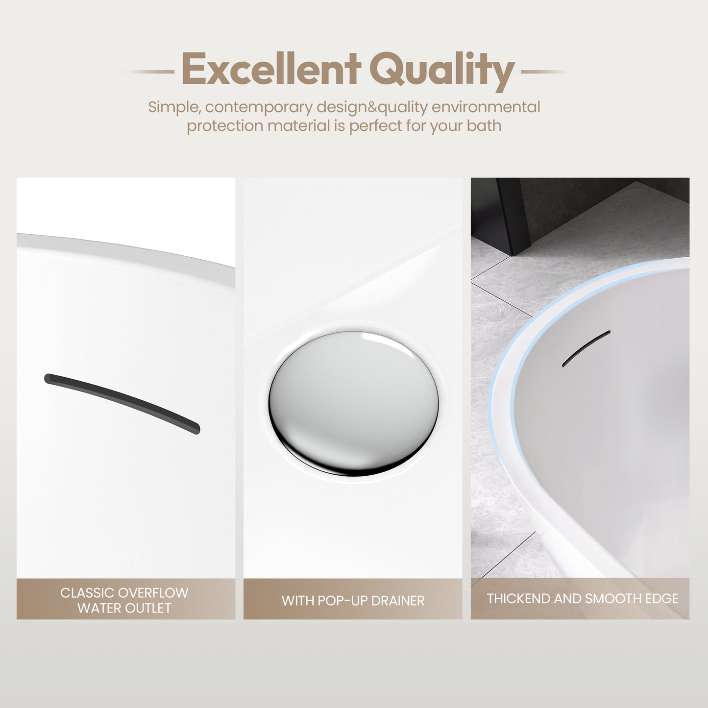 Vinnova Lahore 59.1" x 29.1" Soaking Bathtub