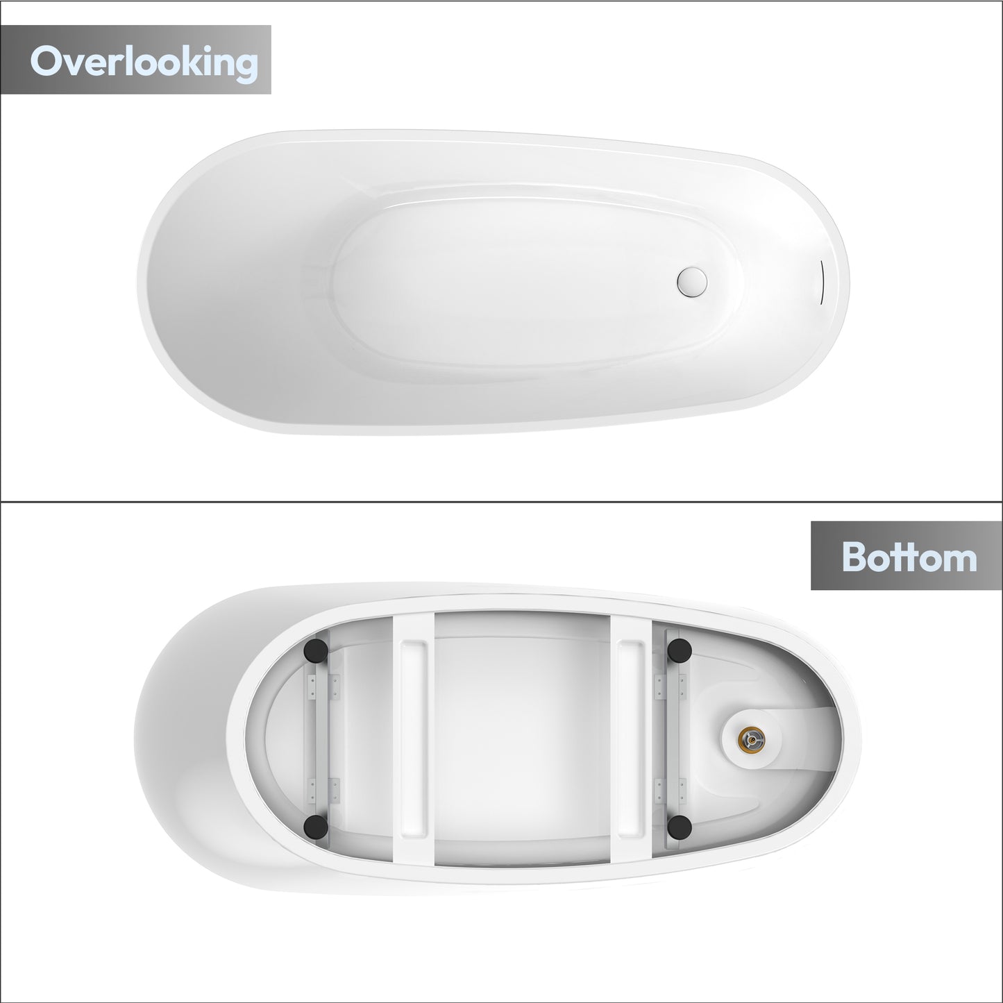 Vinnova Lahore 59.1" x 29.1" Soaking Bathtub