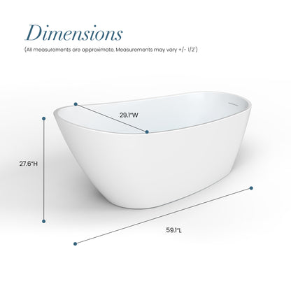 Vinnova Lahore 59.1" x 29.1" Soaking Bathtub