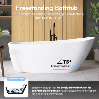 Vinnova Lahore 66.9" x 29.1" Soaking Bathtub