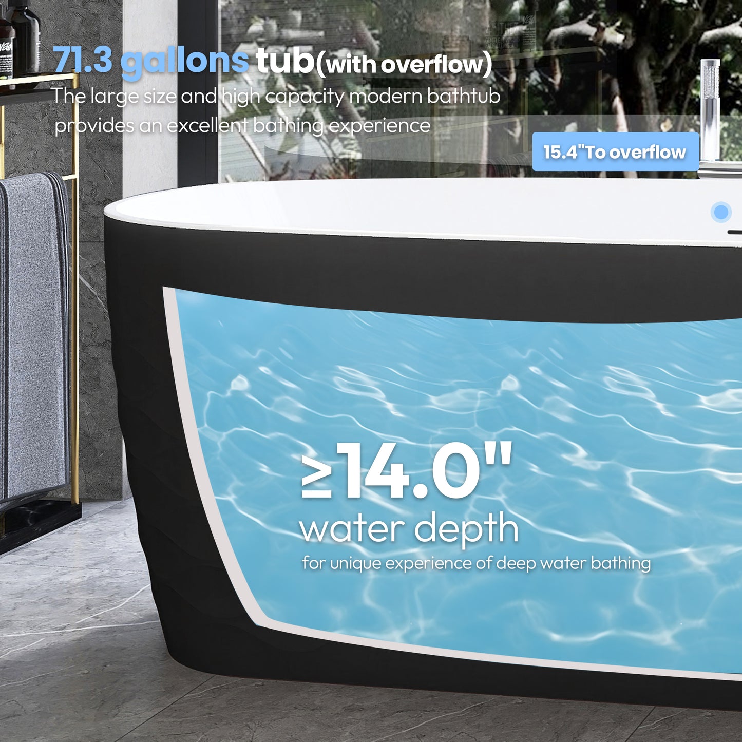Vinnova London 66.9" x 31.5" Soaking Bathtub