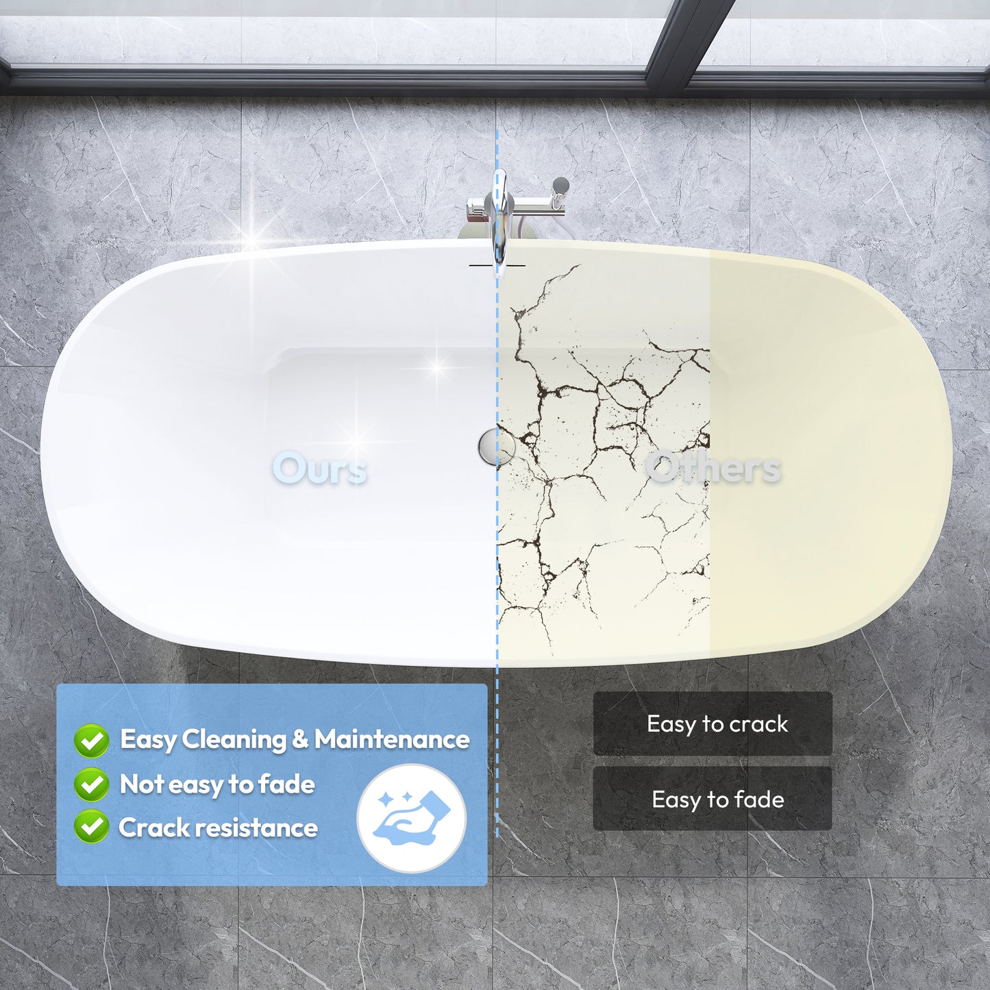 Vinnova London 66.9" x 31.5" Soaking Bathtub