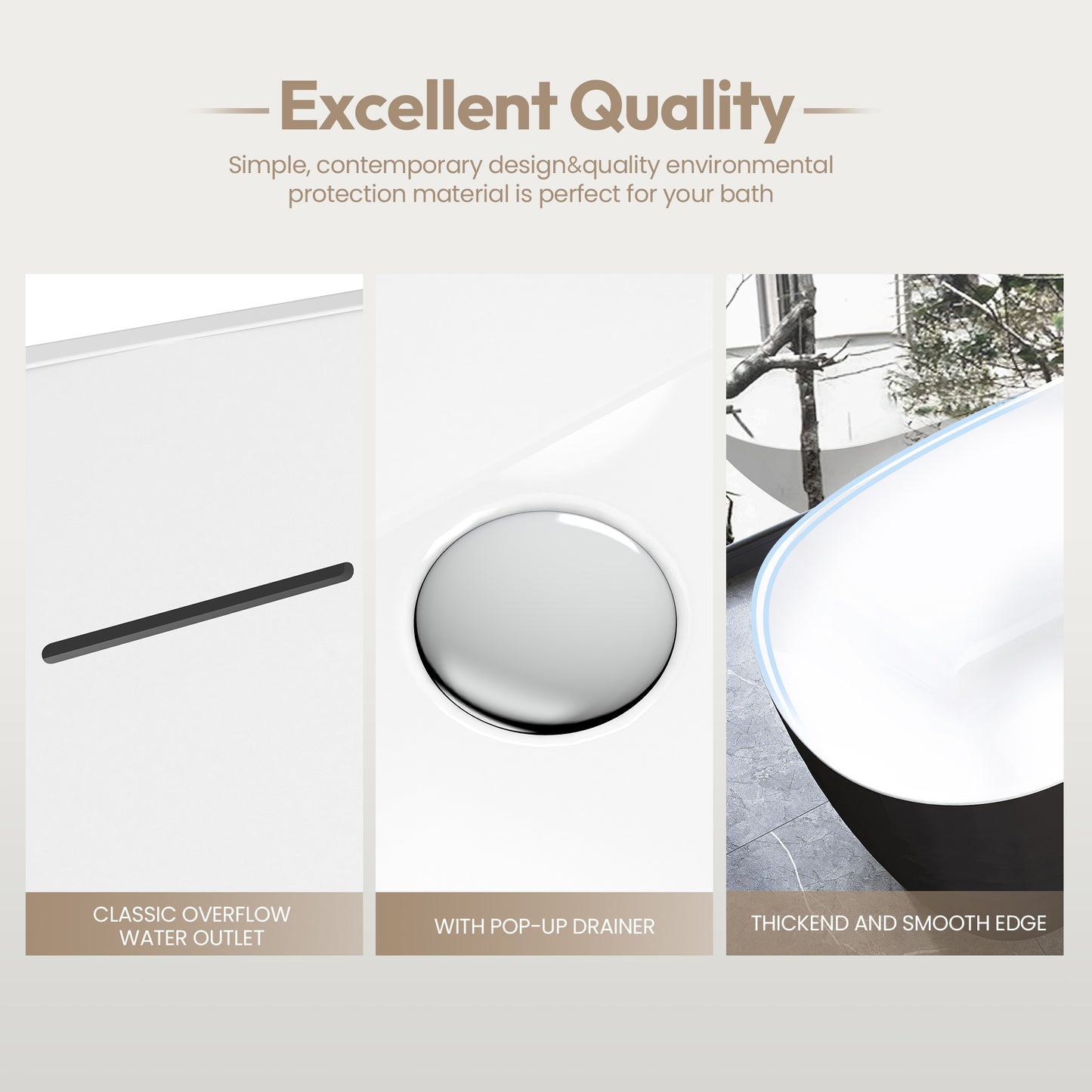 Vinnova London 66.9" x 31.5" Soaking Bathtub