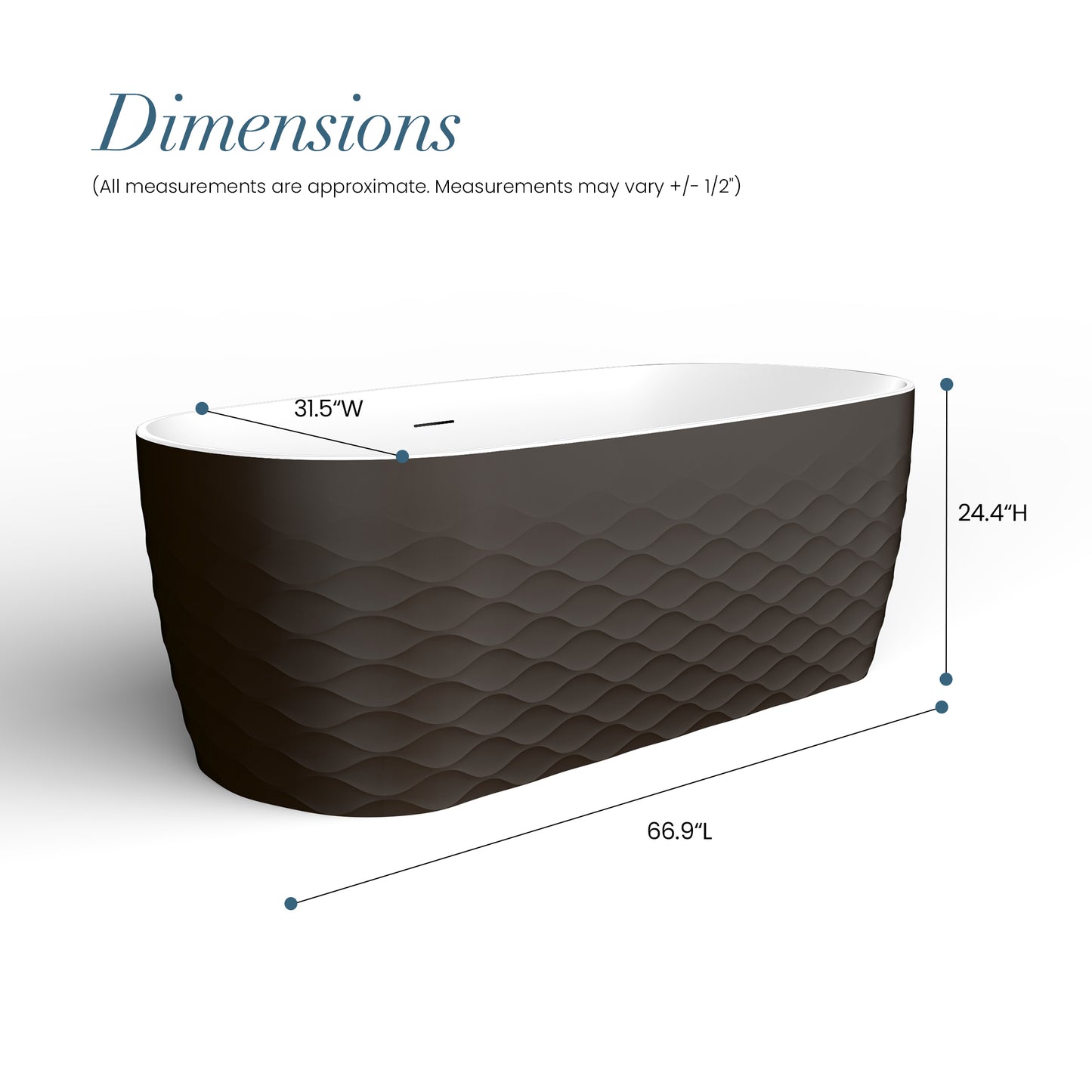 Vinnova London 66.9" x 31.5" Soaking Bathtub
