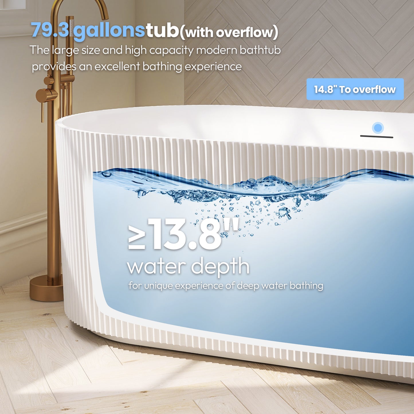 Vinnova Linyi 66.9" x 31.5" Soaking Bathtub