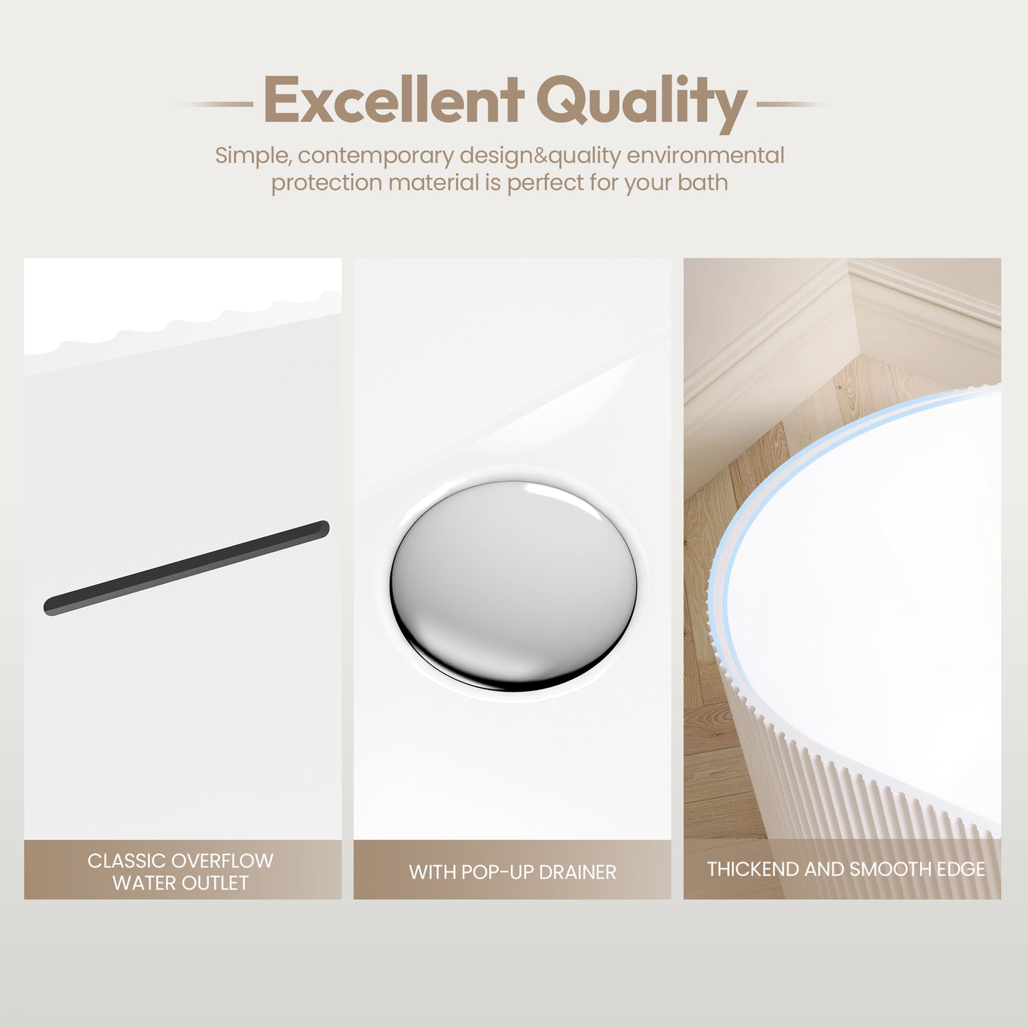 Vinnova Linyi 66.9" x 31.5" Soaking Bathtub