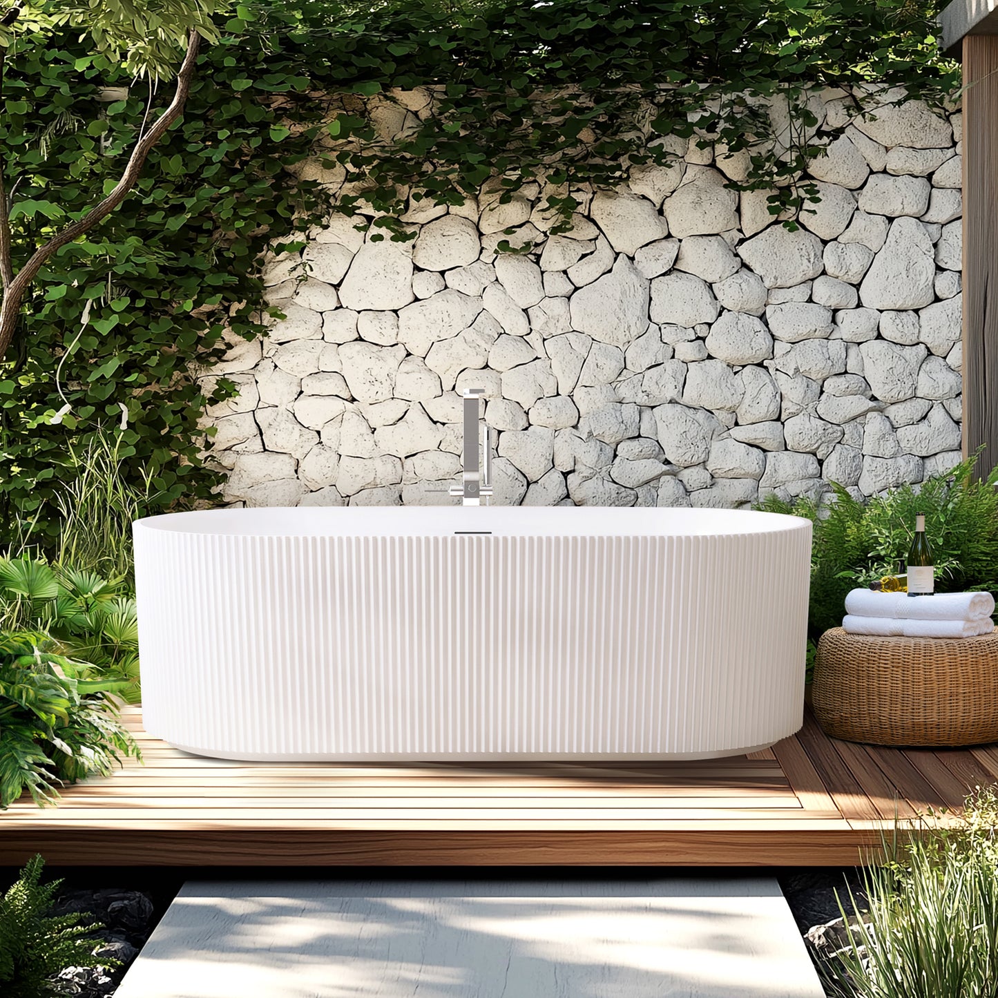 Vinnova Linyi 66.9" x 31.5" Soaking Bathtub