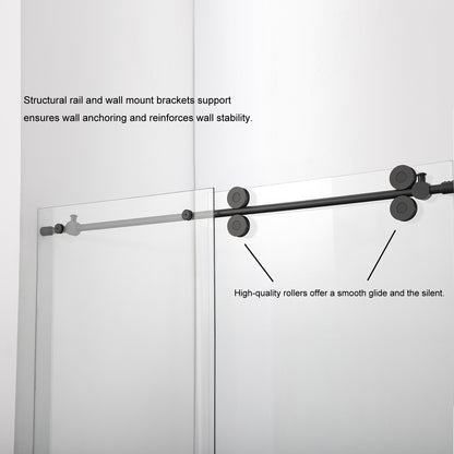 Villena 52" W x 78" H Rectangle Single Sliding Frameless Shower Enclosure in Brushed Nickel