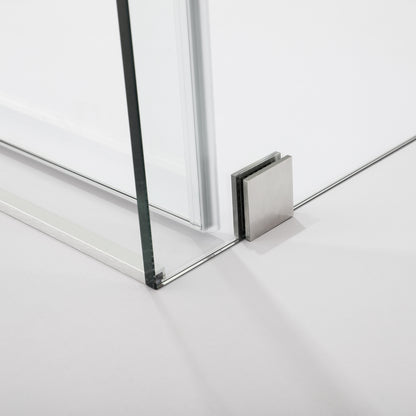 Villena 52" W x 78" H Rectangle Single Sliding Frameless Shower Enclosure in Brushed Nickel