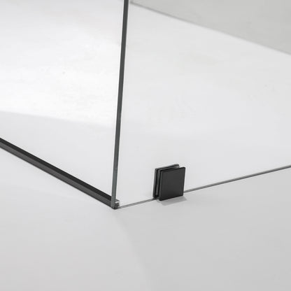 Villena 52" W x 78" H Rectangle Single Sliding Frameless Shower Enclosure in Matte Black