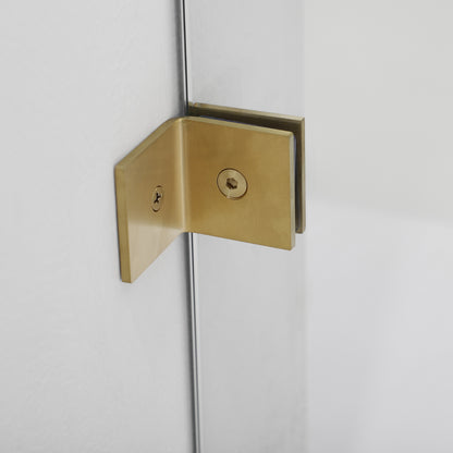 Villena 60" W x 78" H Rectangle Single Sliding Frameless Shower Enclosure in Brushed Gold