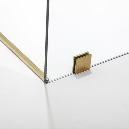 Villena 60" W x 78" H Rectangle Single Sliding Frameless Shower Enclosure in Brushed Gold