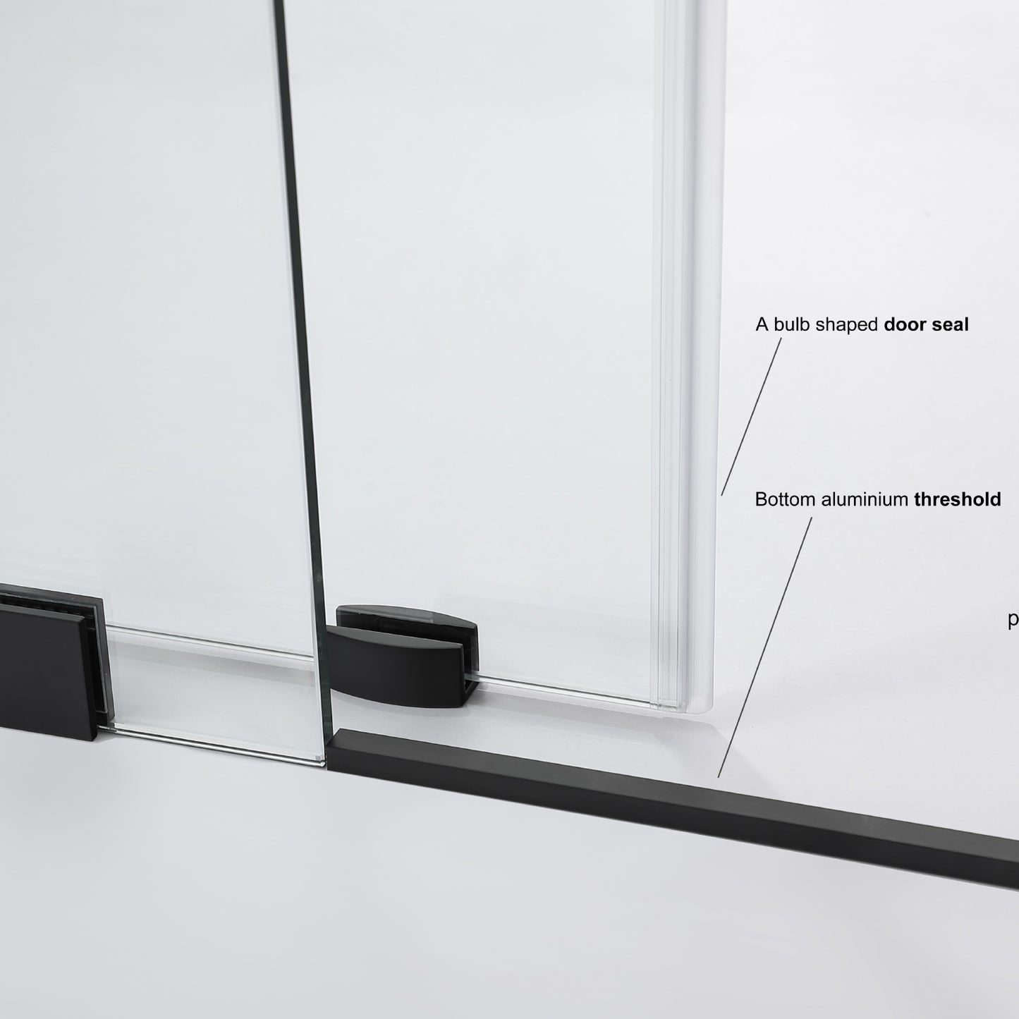 Villena 60" W x 78" H Rectangle Single Sliding Frameless Shower Enclosure in Matte Black