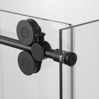 Villena 60" W x 78" H Rectangle Single Sliding Frameless Shower Enclosure in Matte Black