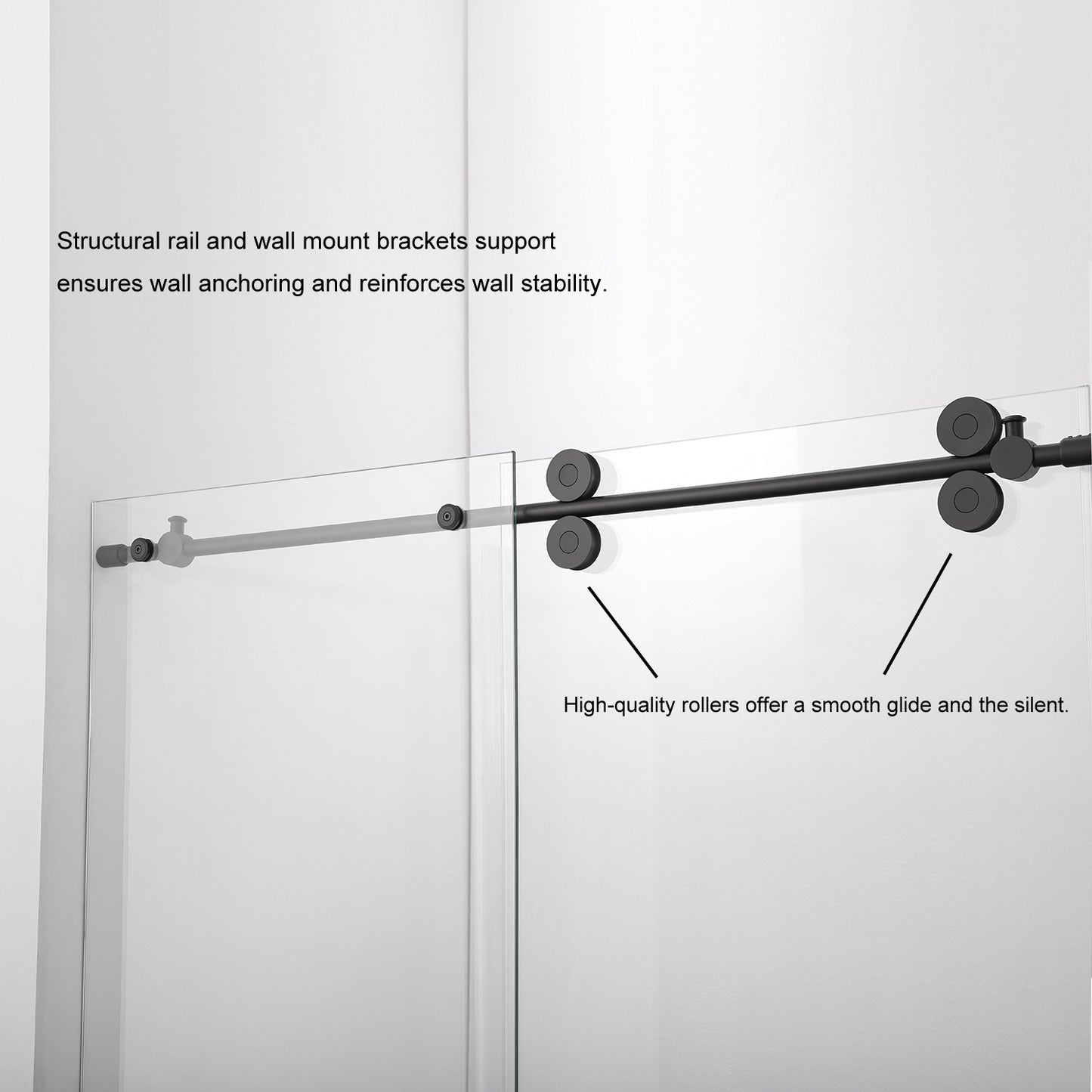 Villena 68" W x 78" H Rectangle Single Sliding Frameless Shower Enclosure in Matte Black