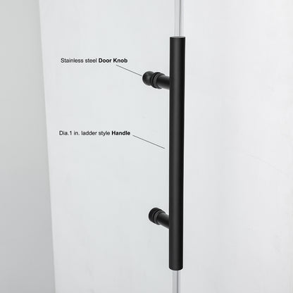 Villena 68" W x 78" H Rectangle Single Sliding Frameless Shower Enclosure in Matte Black