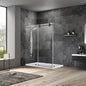 Villena 68" W x 78" H Rectangle Single Sliding Frameless Shower Enclosure in Matte Black