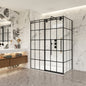 Puente Rectangle Single Sliding Frameless Shower Enclosure in Matte Black