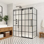 Puente Rectangle Single Sliding Frameless Shower Enclosure in Matte Black