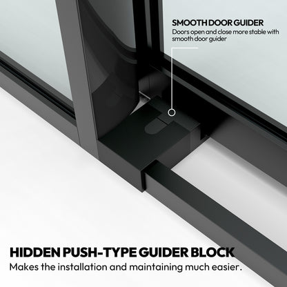 Puente Rectangle Single Sliding Frameless Shower Enclosure in Matte Black