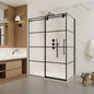 Losar Rectangle Single Sliding Frameless Shower Enclosure in Matte Black