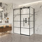 Losar Rectangle Single Sliding Frameless Shower Enclosure in Matte Black