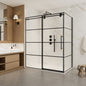 Losar Rectangle Single Sliding Frameless Shower Enclosure in Matte Black