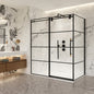 Losar Rectangle Single Sliding Frameless Shower Enclosure in Matte Black
