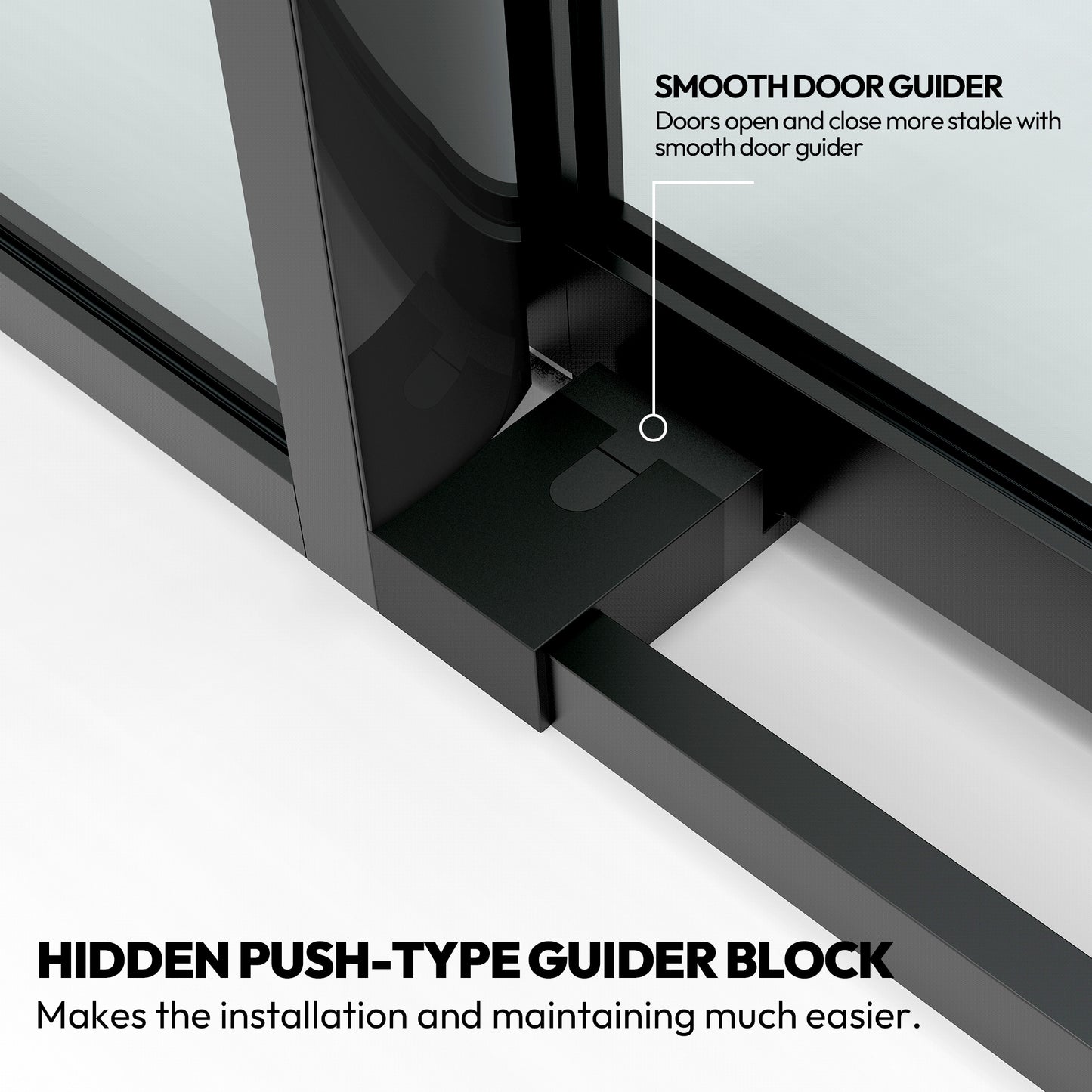 Losar Rectangle Single Sliding Frameless Shower Enclosure in Matte Black