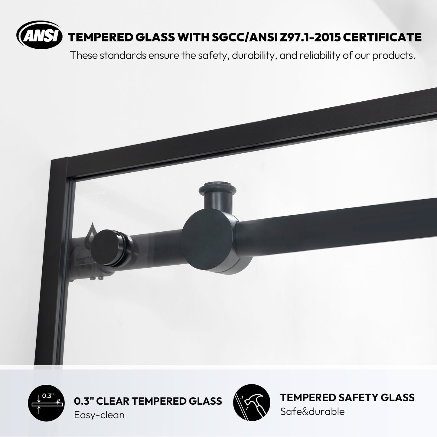 Losar 60" W x 66" H Sliding Frameless Bathtub Shower Door Tempered Glass in Matte Black
