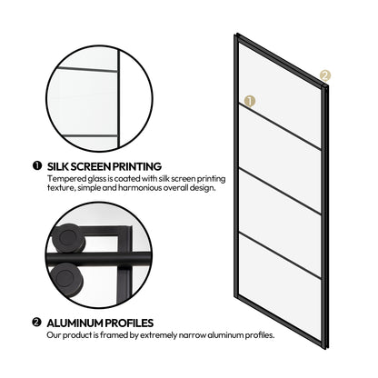 Losar 60" W x 66" H Sliding Frameless Bathtub Shower Door Tempered Glass in Matte Black