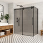 Echarri Rectangle Single Sliding Frameless Shower Enclosure in Matte Black