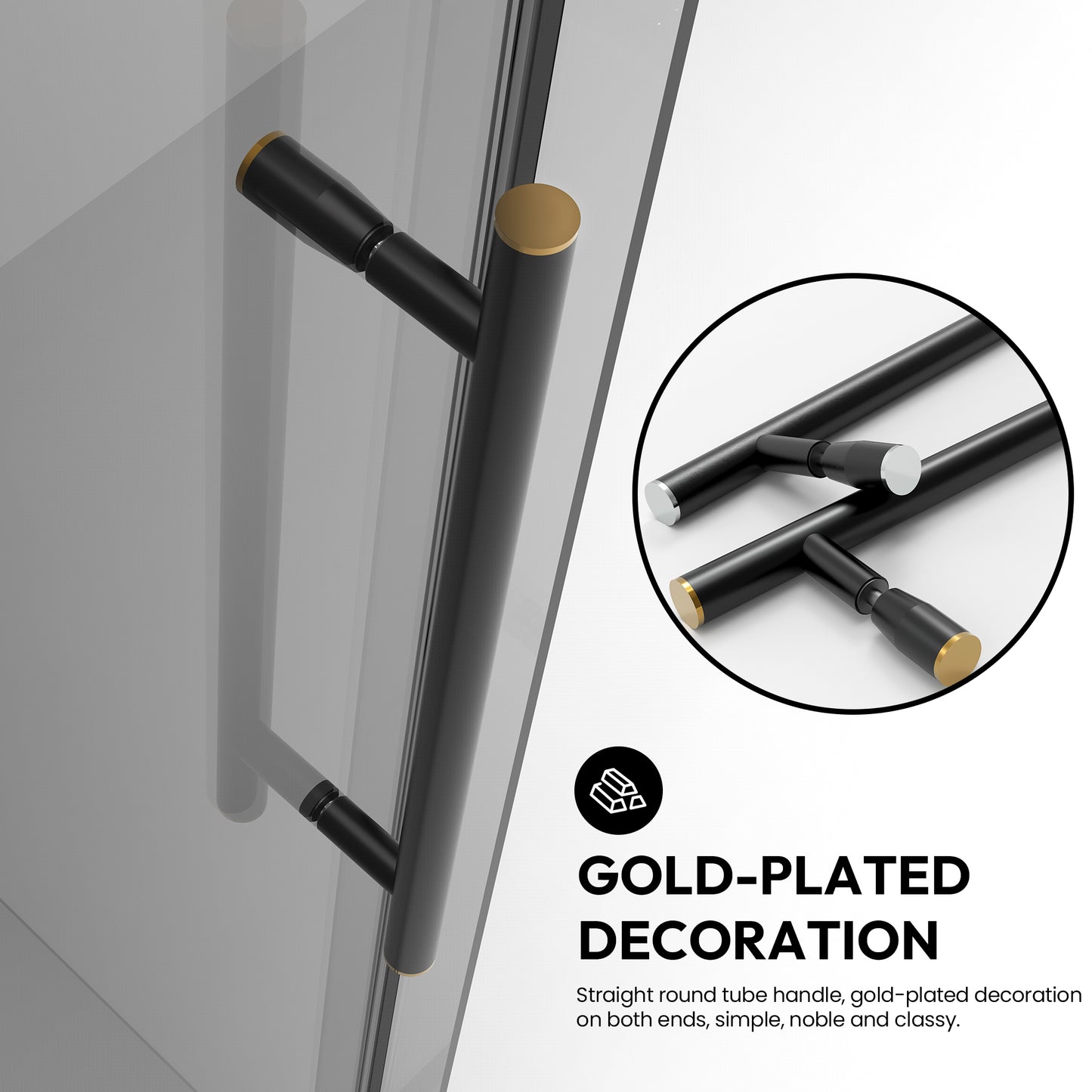 Echarri Rectangle Single Sliding Frameless Shower Enclosure in Matte Black