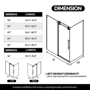 Echarri Rectangle Single Sliding Frameless Shower Enclosure in Matte Black