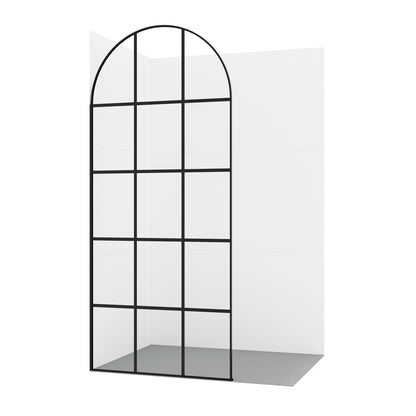 Aranaz 34" W x 78" H Fixed Single Panel Frameless Shower Door in Matte Black with Clear Glass