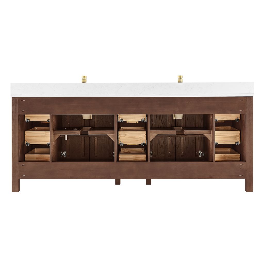 Shenzhen 84" Double Sink Bath Vanity in Aged Dark Brown Oak
