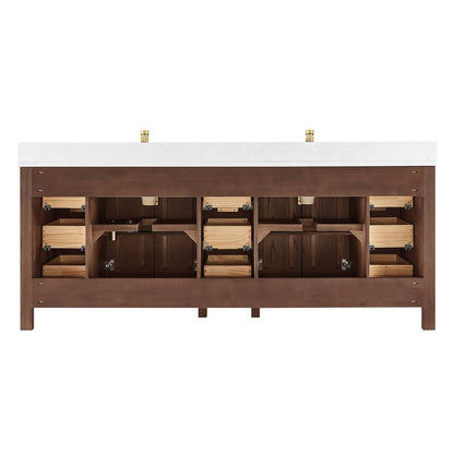 Shenzhen 84" Double Sink Bath Vanity in Aged Dark Brown Oak