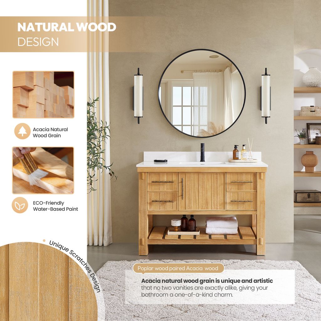 Paris 48" Free-standing Single Bath Vanity in Acacia Classic Grey