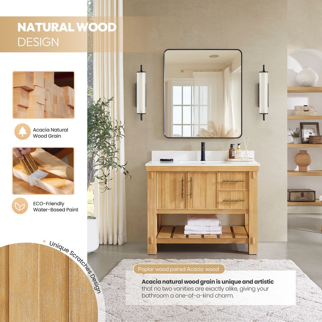 Paris 42" Free-standing Single Bath Vanity in Acacia Classic Grey