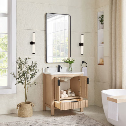 Shenzhen 30" Single Sink Bath Vanity in Aged Natural Oak