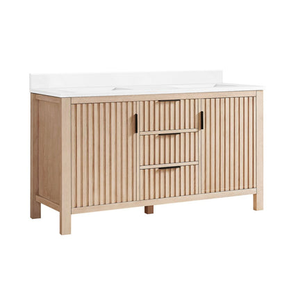 Shenzhen 60M" Double Sink Bath Vanity in Aged Natural Oak