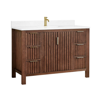 Shenzhen 48" Single Sink Bath Vanity in Aged Dark Brown Oak