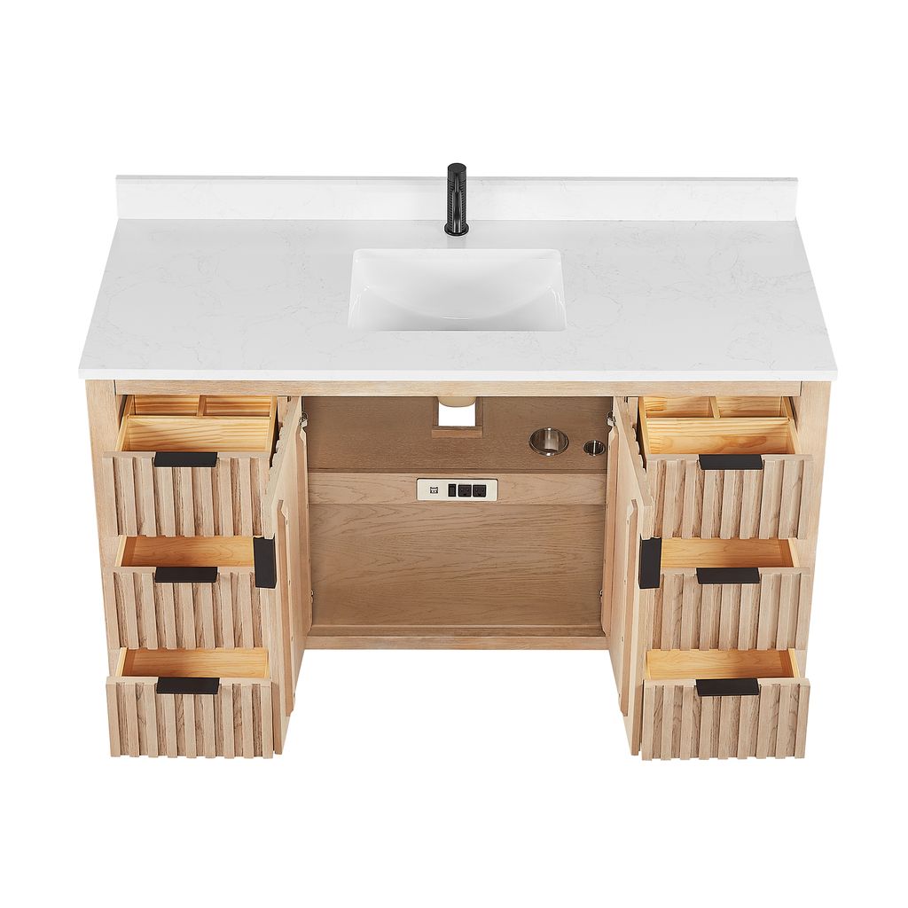 Shenzhen 60" Single Sink Bath Vanity in Aged Natural Oak