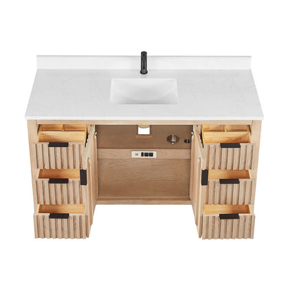 Shenzhen 60" Single Sink Bath Vanity in Aged Natural Oak