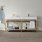 Bilbao 72" Double Vanity with Brushed-gold stainless steel bracket match with Snow mountain-white stone Countertop
