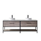 Murcia 84" Vanity in Mexican Oak with White Composite Grain Stone Countertop and Ceramic Vessel Sink